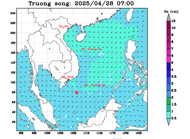 Bản tin dự báo sóng 10 ngày tới (từ ngày 28/04 đến ngày 07/05/2025)